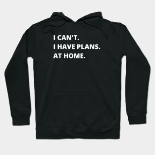 I Can't I Have Plans At Home Funny Sarcastic Antisocial Hoodie